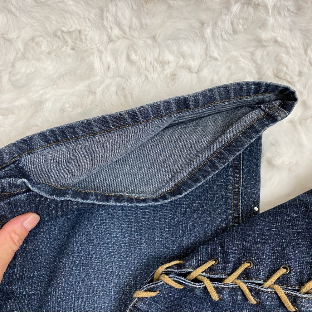Mudd Yo! Lace up denim flare jeans full lace y2k in perfect condition Sz 9 - Picture 8 of 10